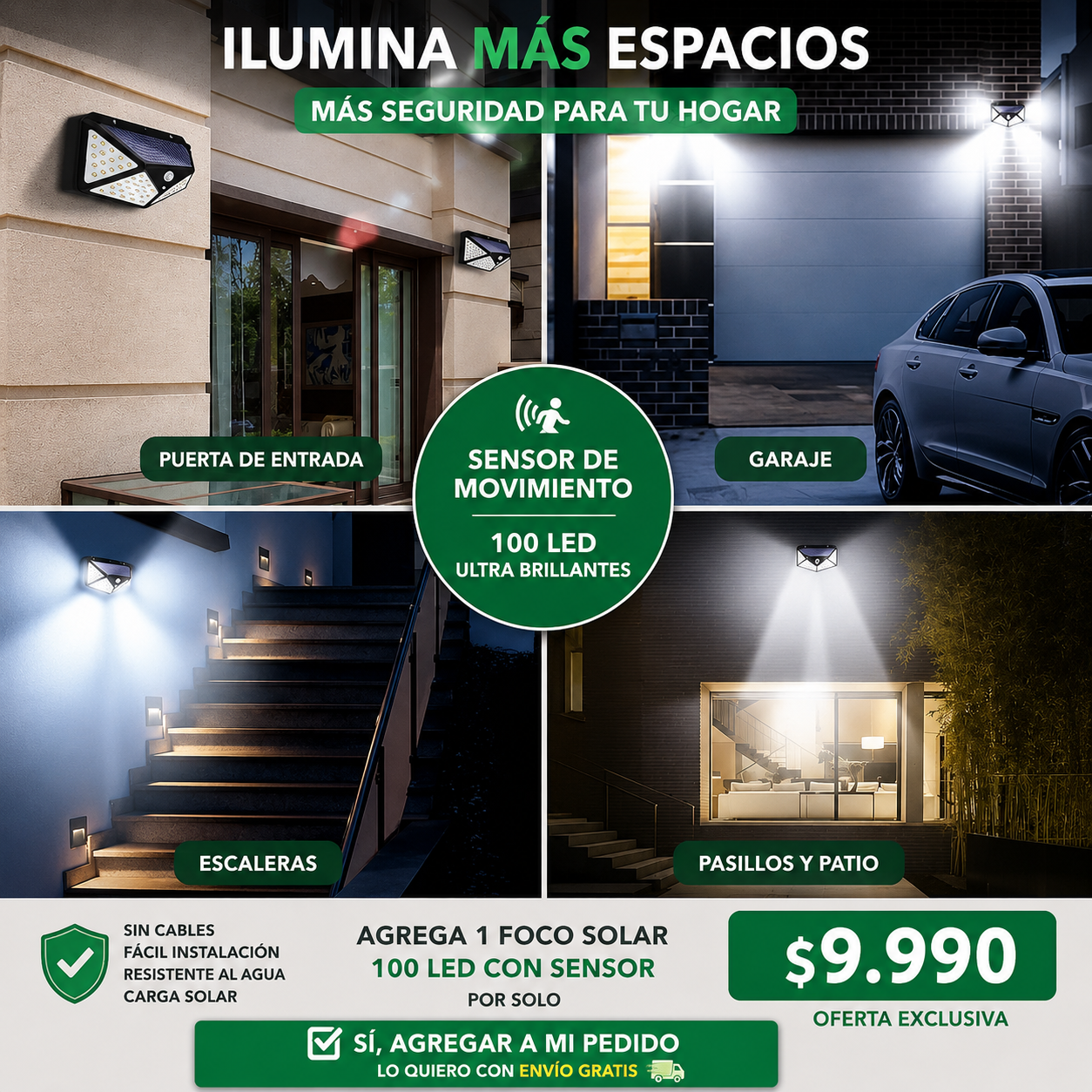 Foco Solar Ultra 100 LED con Sensor Inteligente